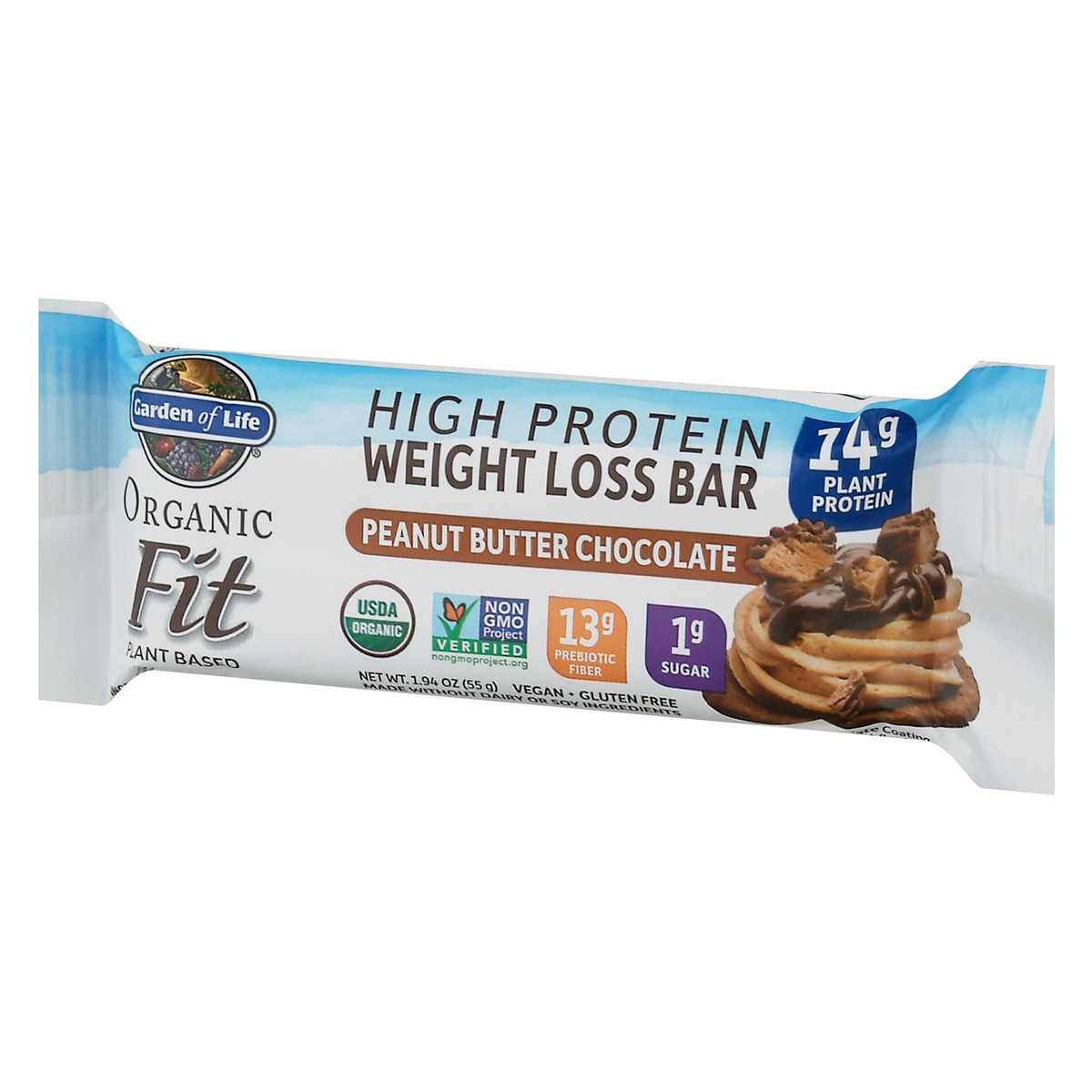 slide 5 of 9, Garden of Life Organic Fit High Protein Peanut Butter Chocolate Weight Loss Bar 1.94 oz, 1.9 oz