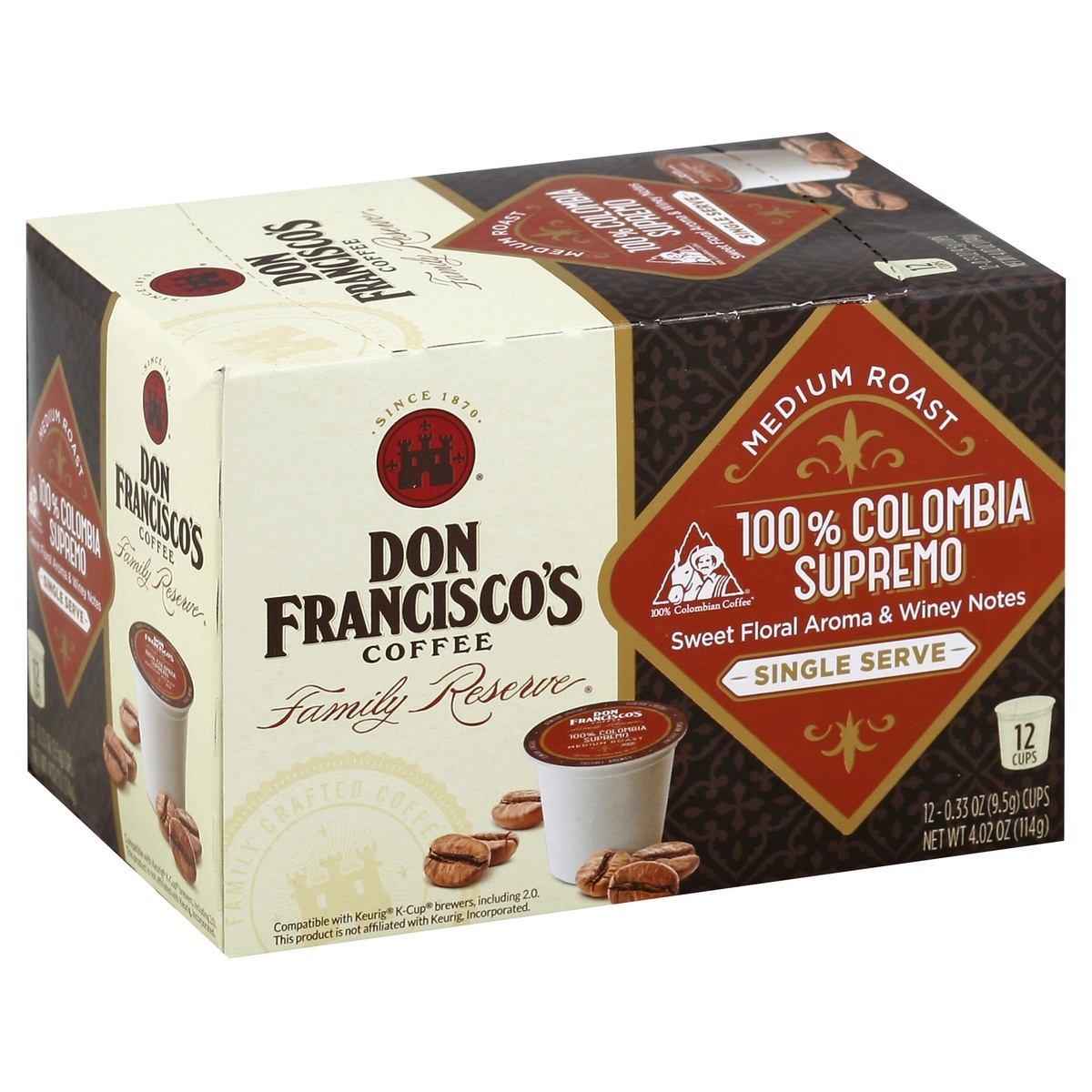 slide 1 of 1, Don Francisco's Columbian Supremo Coffee Single Serve Cups, 12 ct; 0.33 oz