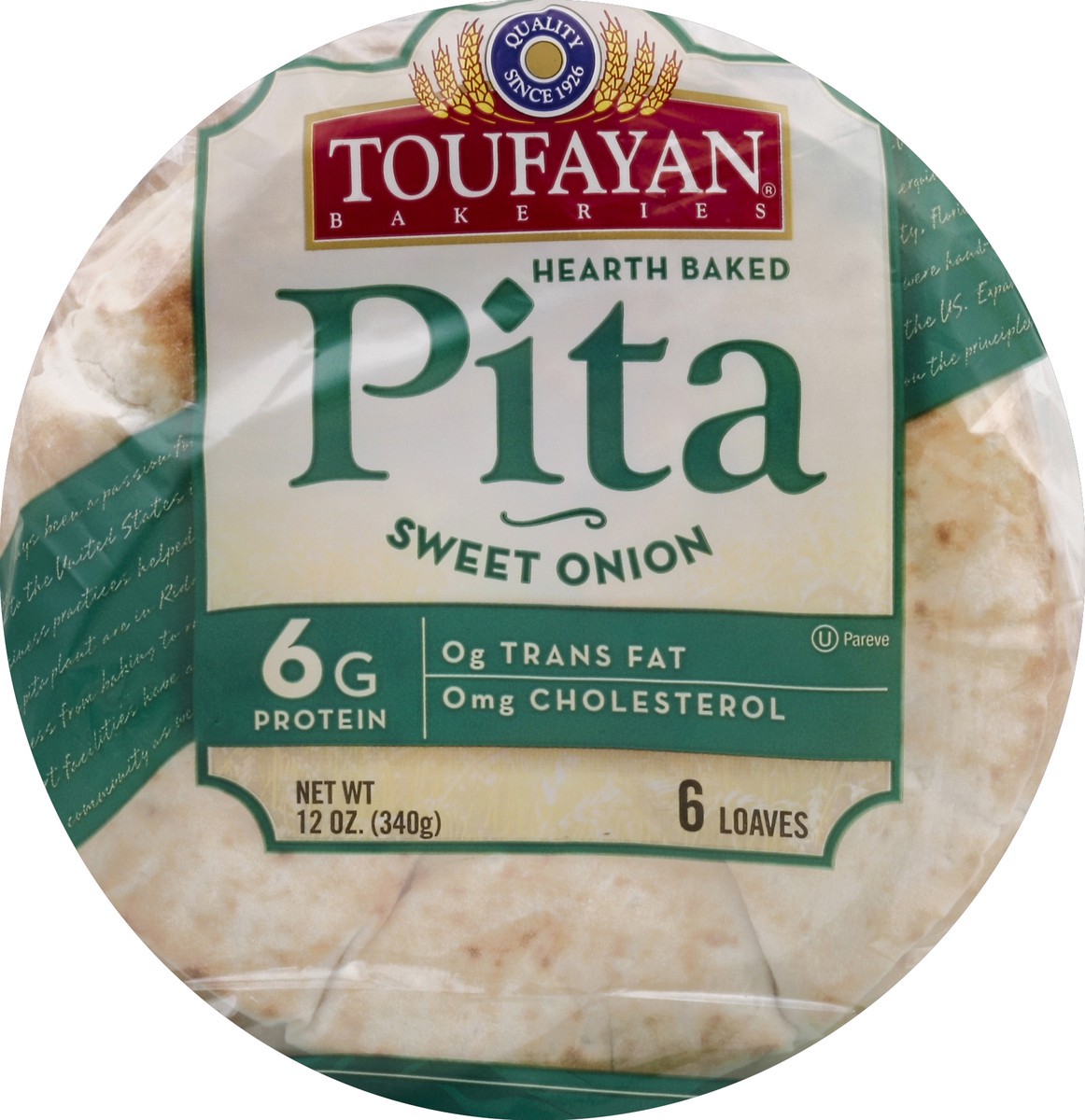 slide 1 of 1, Toufayan Bakeries Pita Sweet Onion - 6 Ct, 6 ct