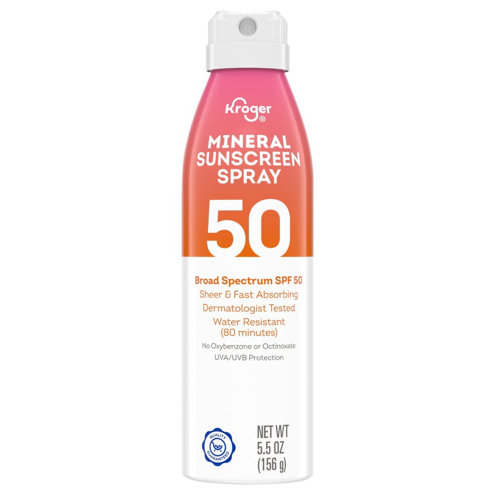 slide 1 of 1, Kroger® Mineral Sunscreen Spray SPF 50, 5.5 oz