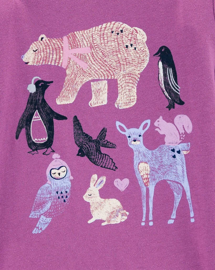 slide 2 of 2, Oshkosh Toddler Arctic Animals Long-Sleeve Graphic Tee Purple 2T, 1 ct