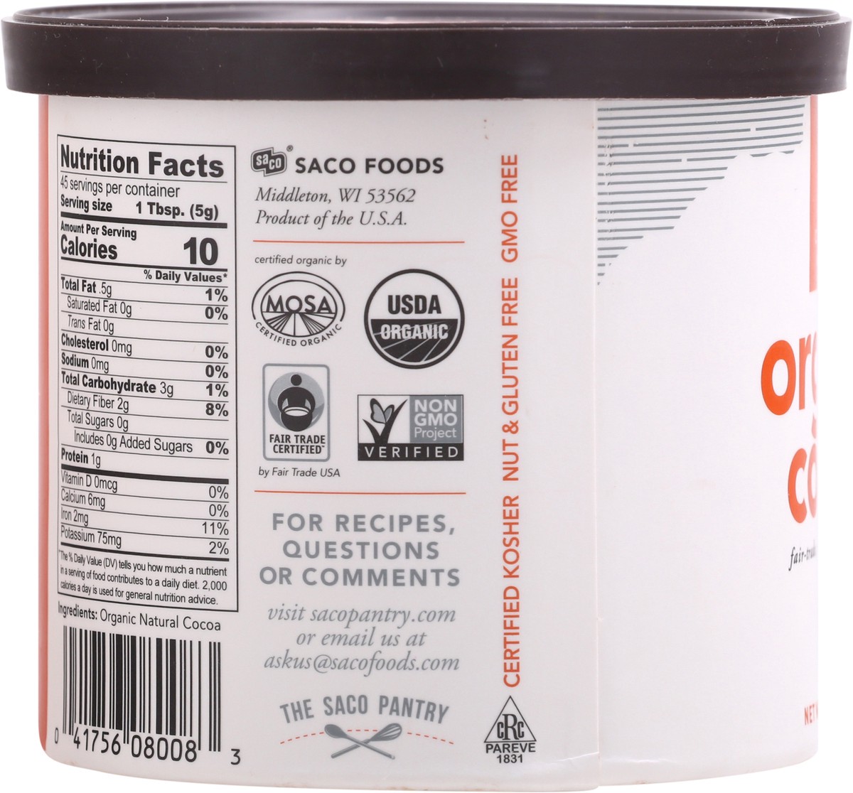 slide 6 of 13, Saco Conscious Kitchen Organic Cocoa 8 oz Canister, 8 oz