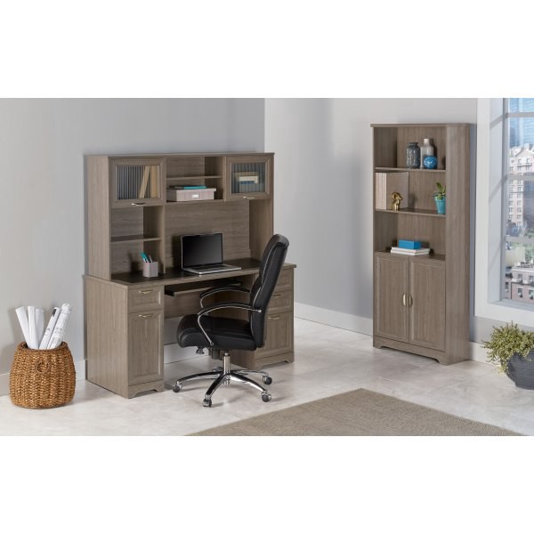 slide 4 of 7, Realspace Magellan 72""H 5-Shelf Contemporary Bookcase With Doors, Gray/Medium Finish, 1 ct
