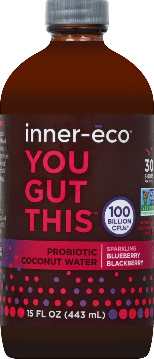 slide 1 of 13, Inner Eco Sparkling Blueberry Blackberry Coconut Water 15 oz, 15 oz