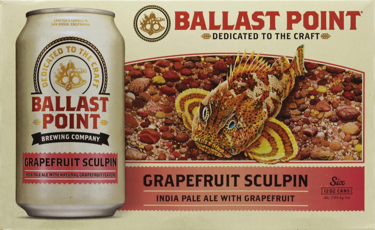 slide 5 of 6, Ballast Point Grapefruit Sculpin IPA, 6 ct; 12 fl oz