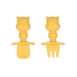 Bumkins Winnie the Pooh Silicone Toddler Chewtensils - Yellow