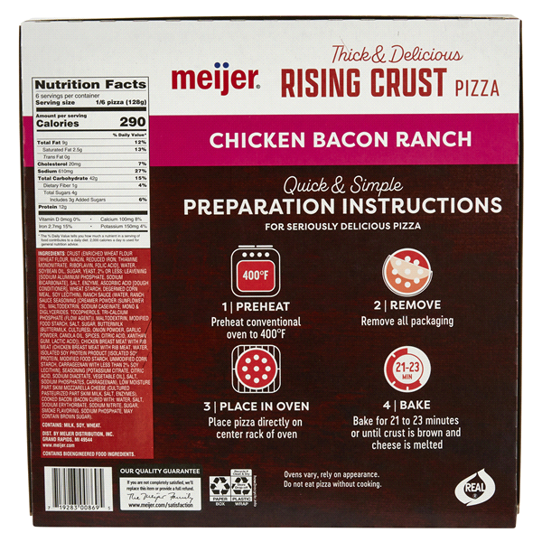 slide 20 of 29, Meijer Rising Crust Chicken Bacon Ranch Pizza, 27.15 oz