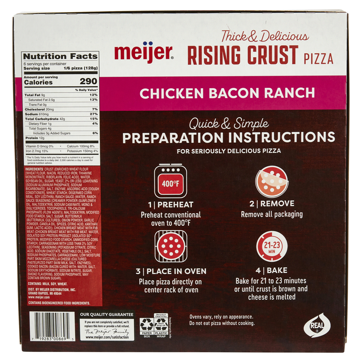 slide 21 of 29, Meijer Rising Crust Chicken Bacon Ranch Pizza, 27.15 oz