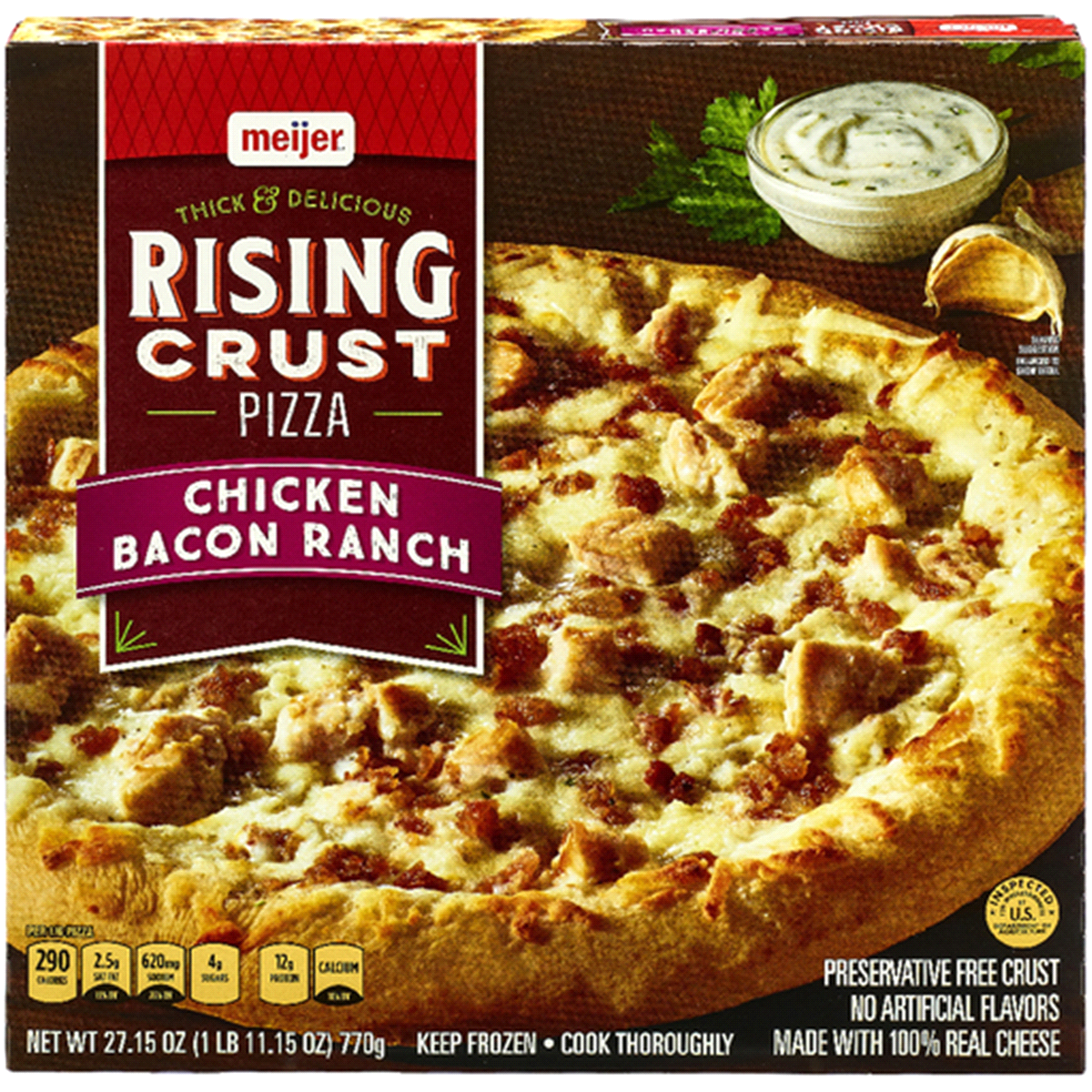slide 1 of 1, Meijer Thick & Delicious Rising Crust Pizza, Chicken Bacon Ranch, 27.15 oz