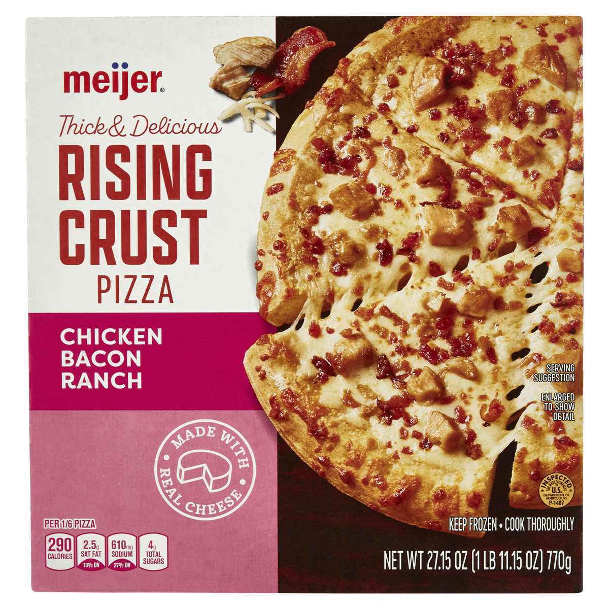 slide 1 of 29, Meijer Rising Crust Chicken Bacon Ranch Pizza, 27.15 oz