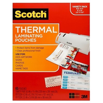 slide 1 of 1, Scotch Thermal Laminating Pouches, 65 ct