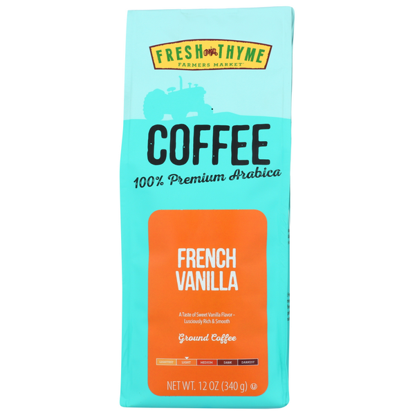 slide 1 of 1, Fresh Thyme French Vanilla Coffee Ground, 12 oz
