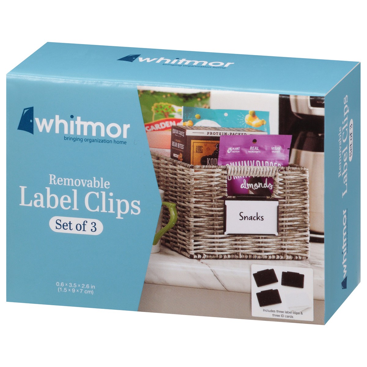 slide 9 of 9, Whitmor Removable Label Clips 3 ea, 3 ct