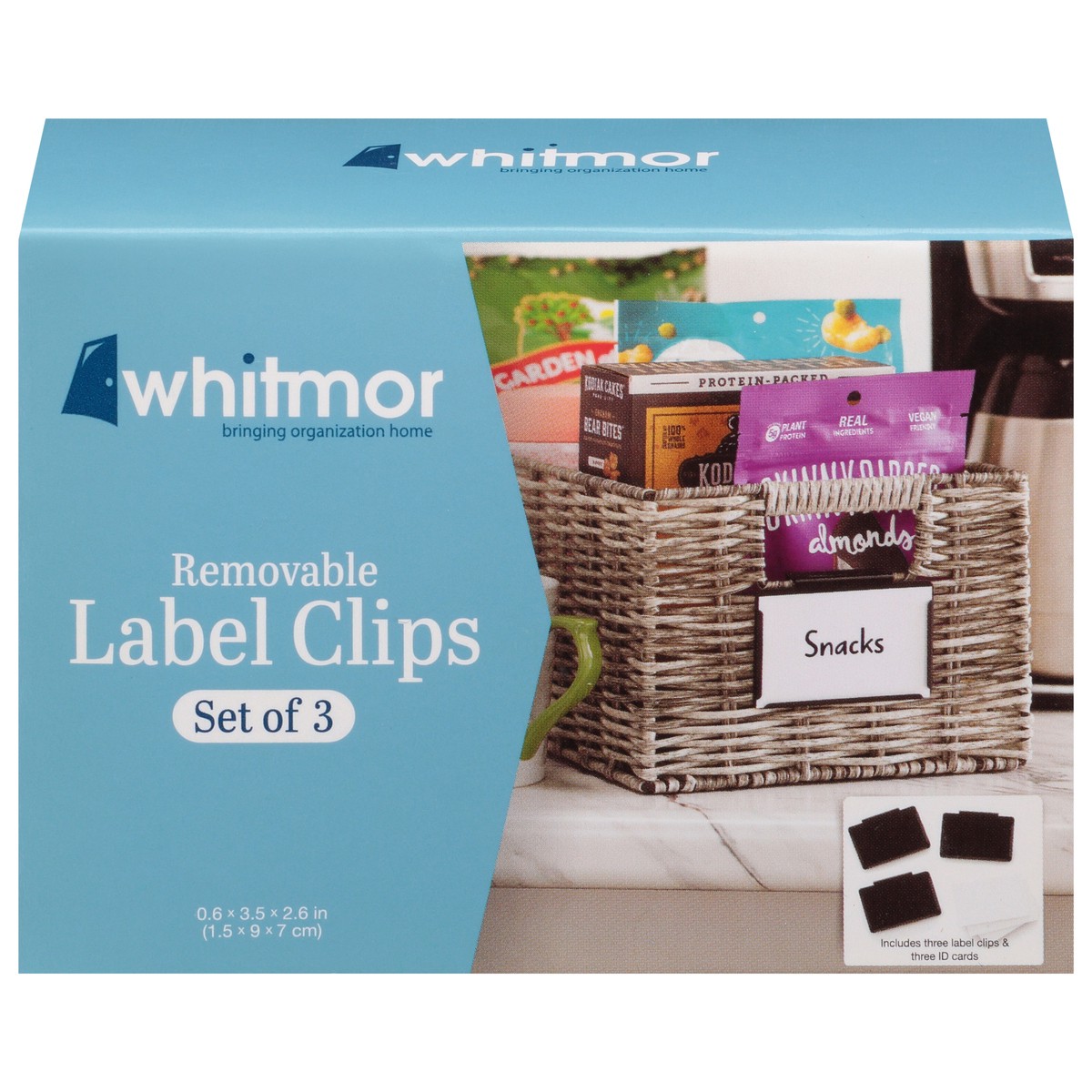 slide 1 of 9, Whitmor Removable Label Clips 3 ea, 3 ct