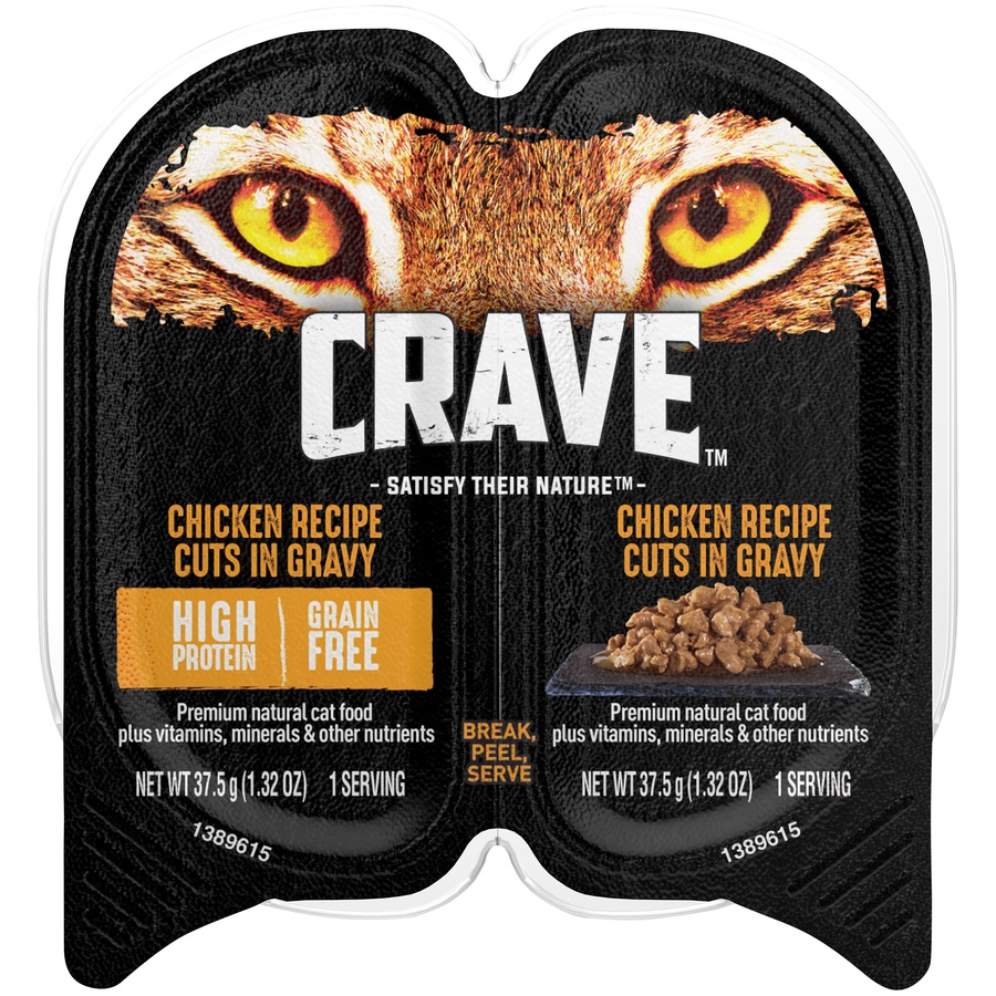 slide 1 of 5, CRAVE Adult Wet Cat Food, Chicken Recipe Cuts in Gravy Twin-Pack Tray, 2 ct; 1.32 oz