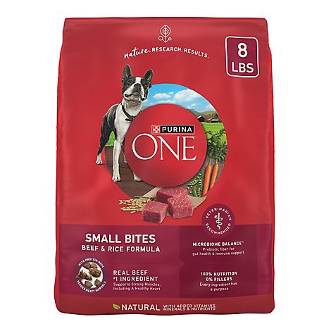 slide 1 of 1, Purina One Small Bites Beef & Rice Dry Dog Food - 8 Lbs, 8 lb