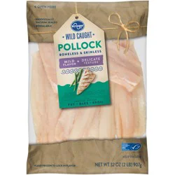 Kroger Wild Caught Boneless Skinless Frozen Pollock
