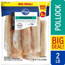 Kroger Wild Caught Boneless Skinless Frozen Pollock