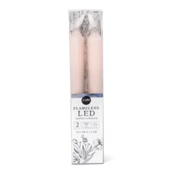 Core Home Flameless LED Ribbed Taper Wax Candles - Pink
