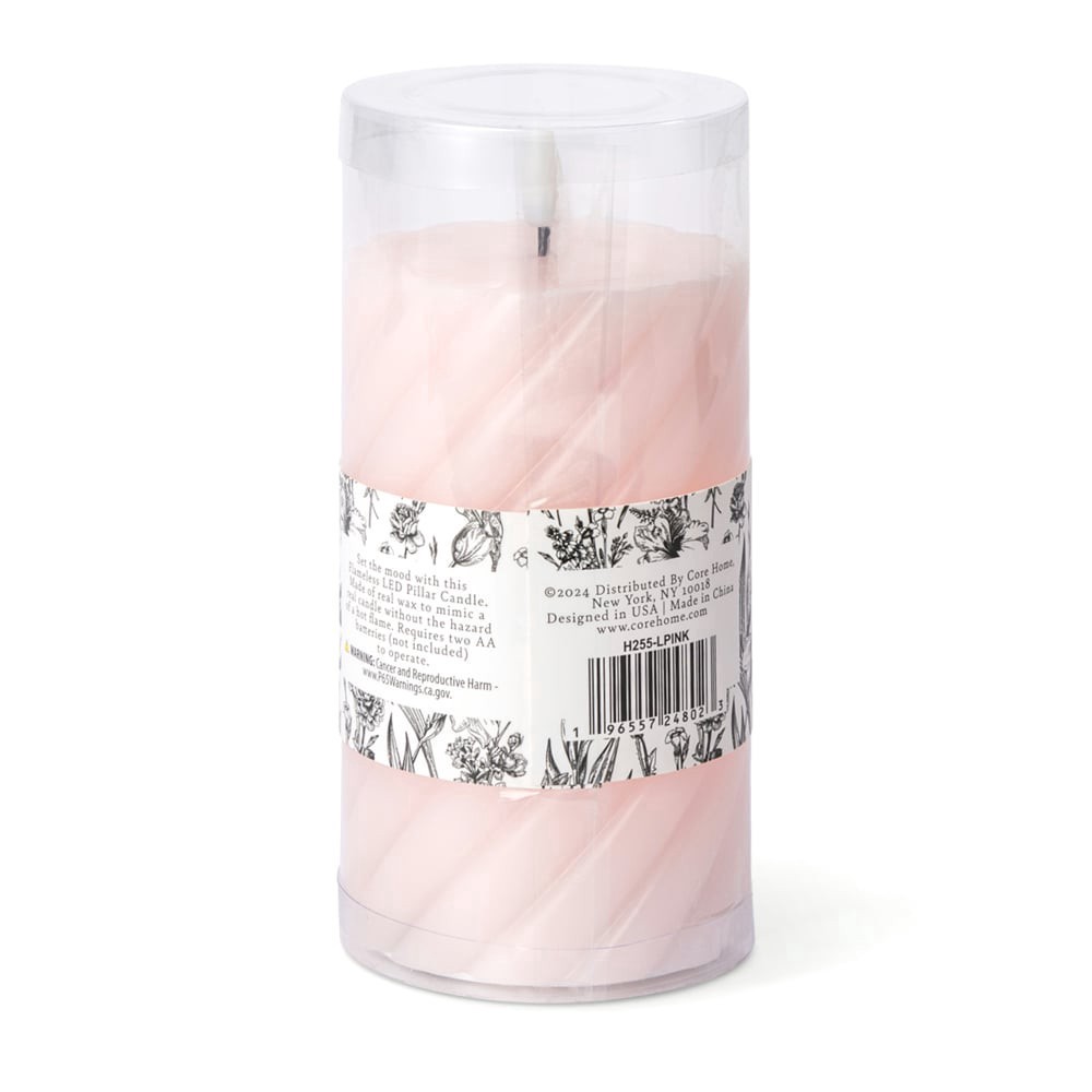 slide 2 of 2, Core Home™ Medium Flameless LED Swirl Pillar Wax Candle - Pink, 1 ct