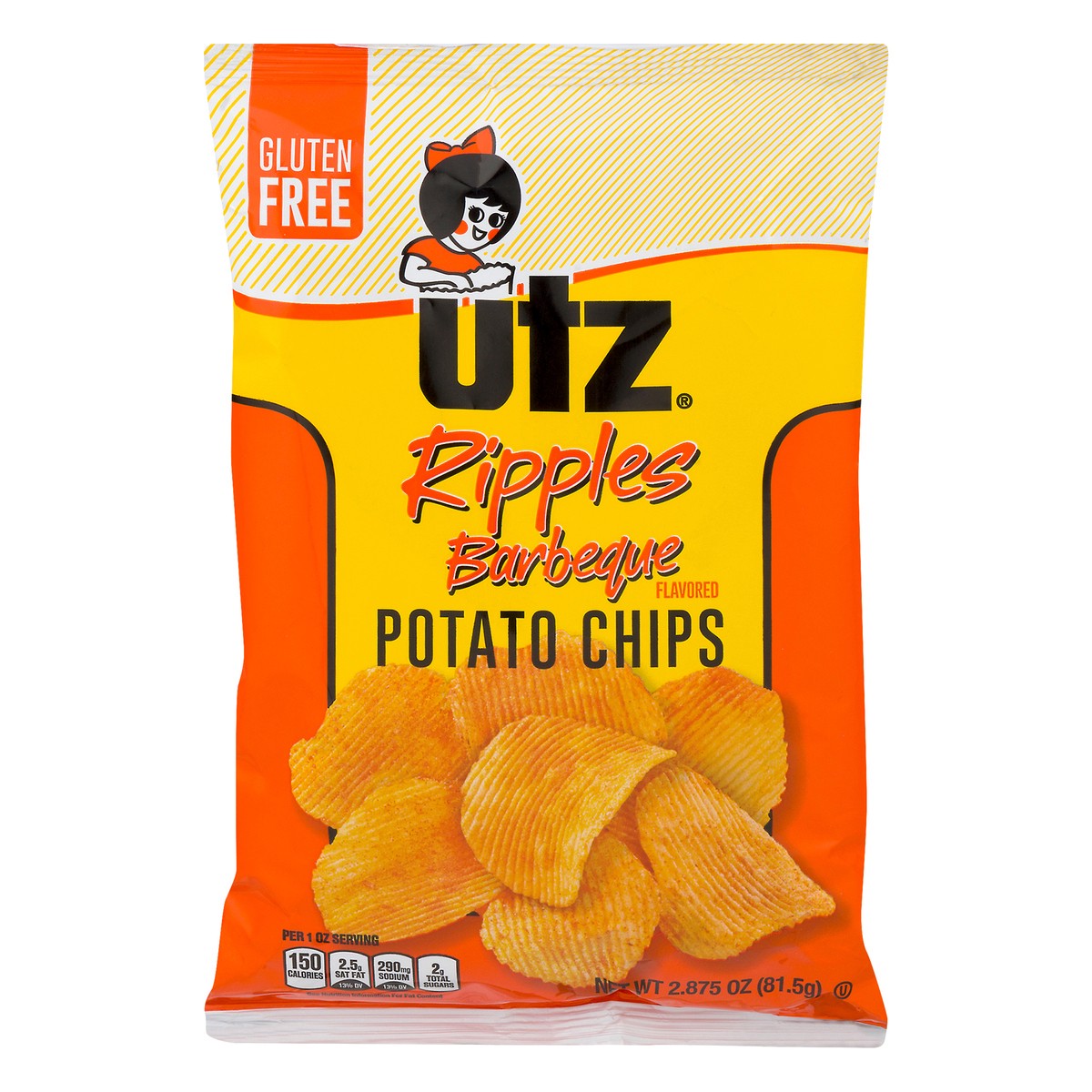 slide 1 of 9, Utz Ripples Barbeque Flavored Potato Chips 2.875 oz, 2.88 oz