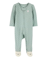 Carter's Baby Polka Dot 2-Way Zip Cotton Sleep & Play Pajamas - Green - 9M