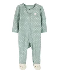 Carter's Baby Polka Dot 2-Way Zip Cotton Sleep & Play Pajamas - Green - 9M