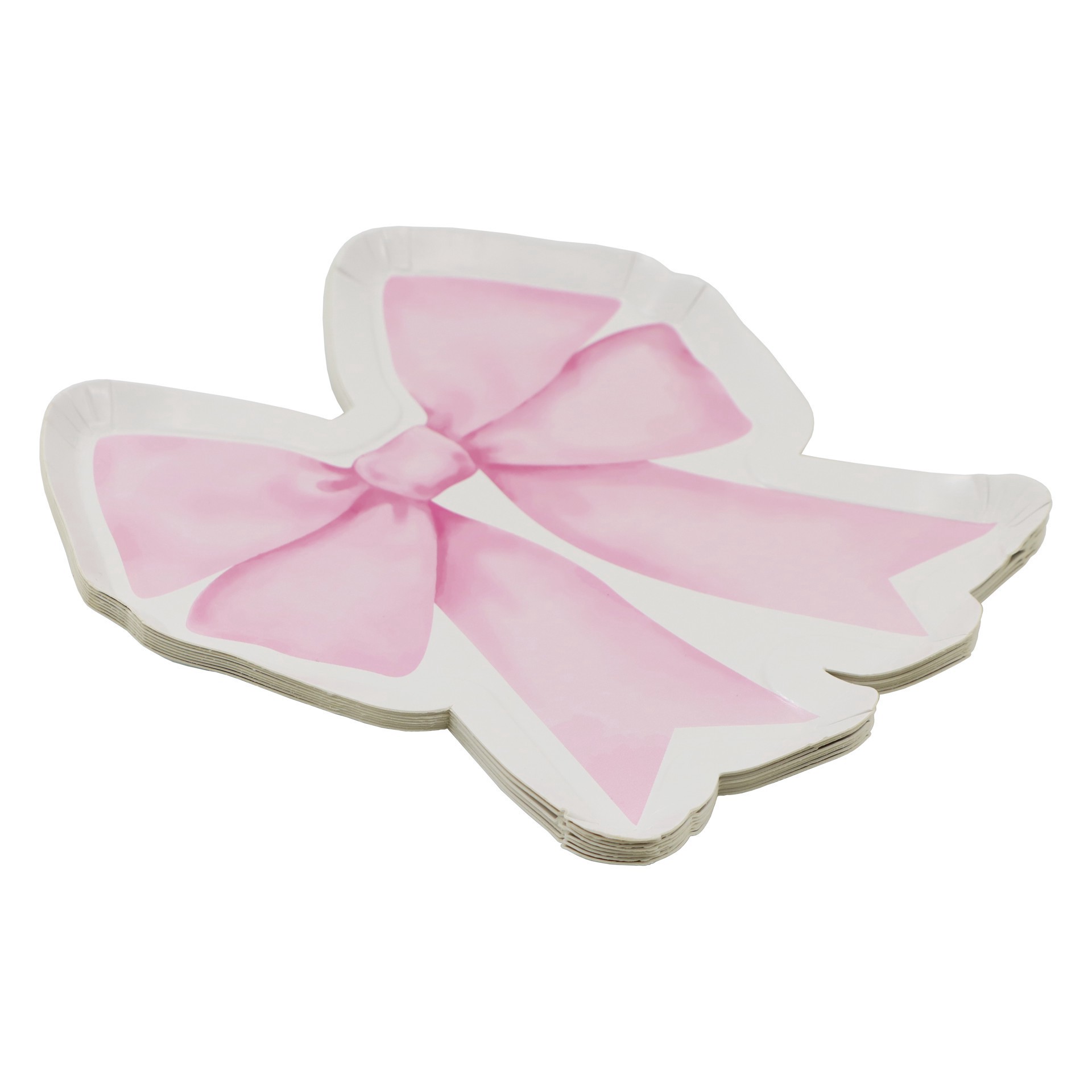 slide 3 of 3, 7" Pink Bow Snack Plates, 8ct. By Celebrate It, 8 ct
