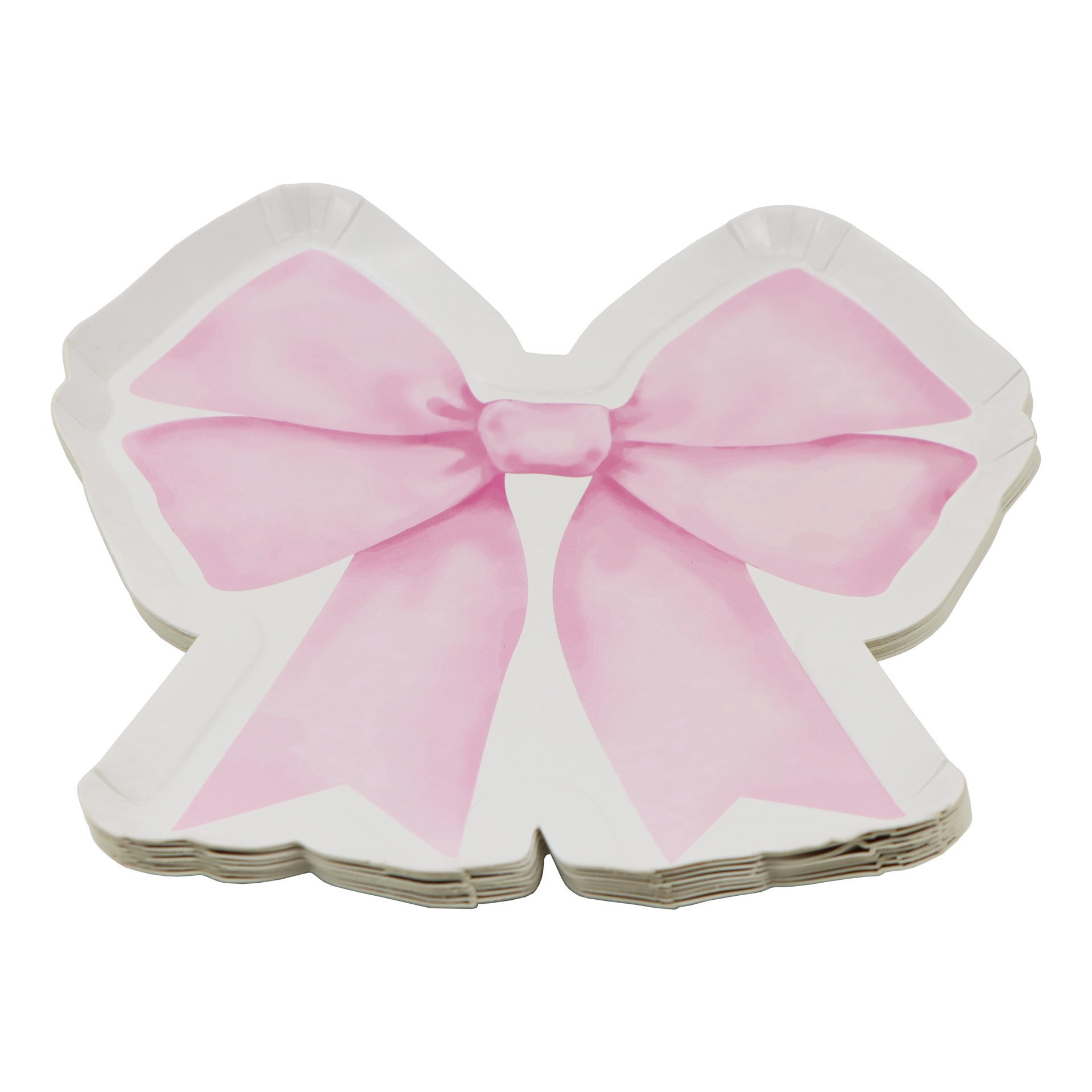 slide 2 of 3, 7" Pink Bow Snack Plates, 8ct. By Celebrate It, 8 ct