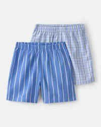 Boys 2-Pack Stripe Pajama Shorts - Blue - Size 10