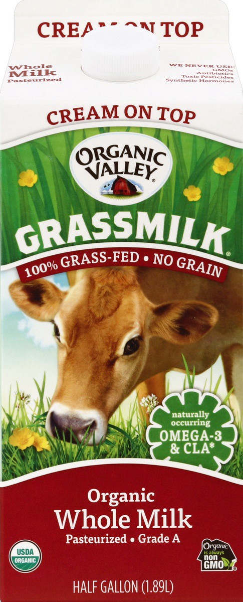 slide 4 of 6, Organic Valley Grassmilk Whole Non-Homogenizd, 1/2 gal