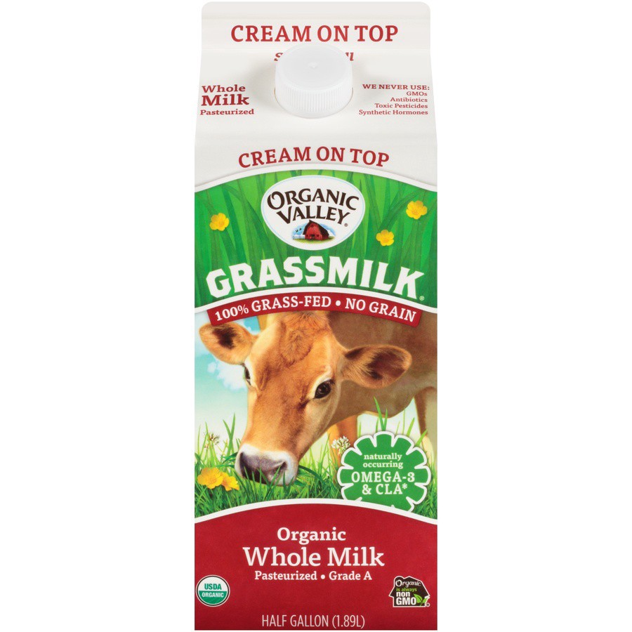 slide 1 of 6, Organic Valley Grassmilk Whole Non-Homogenizd, 1/2 gal