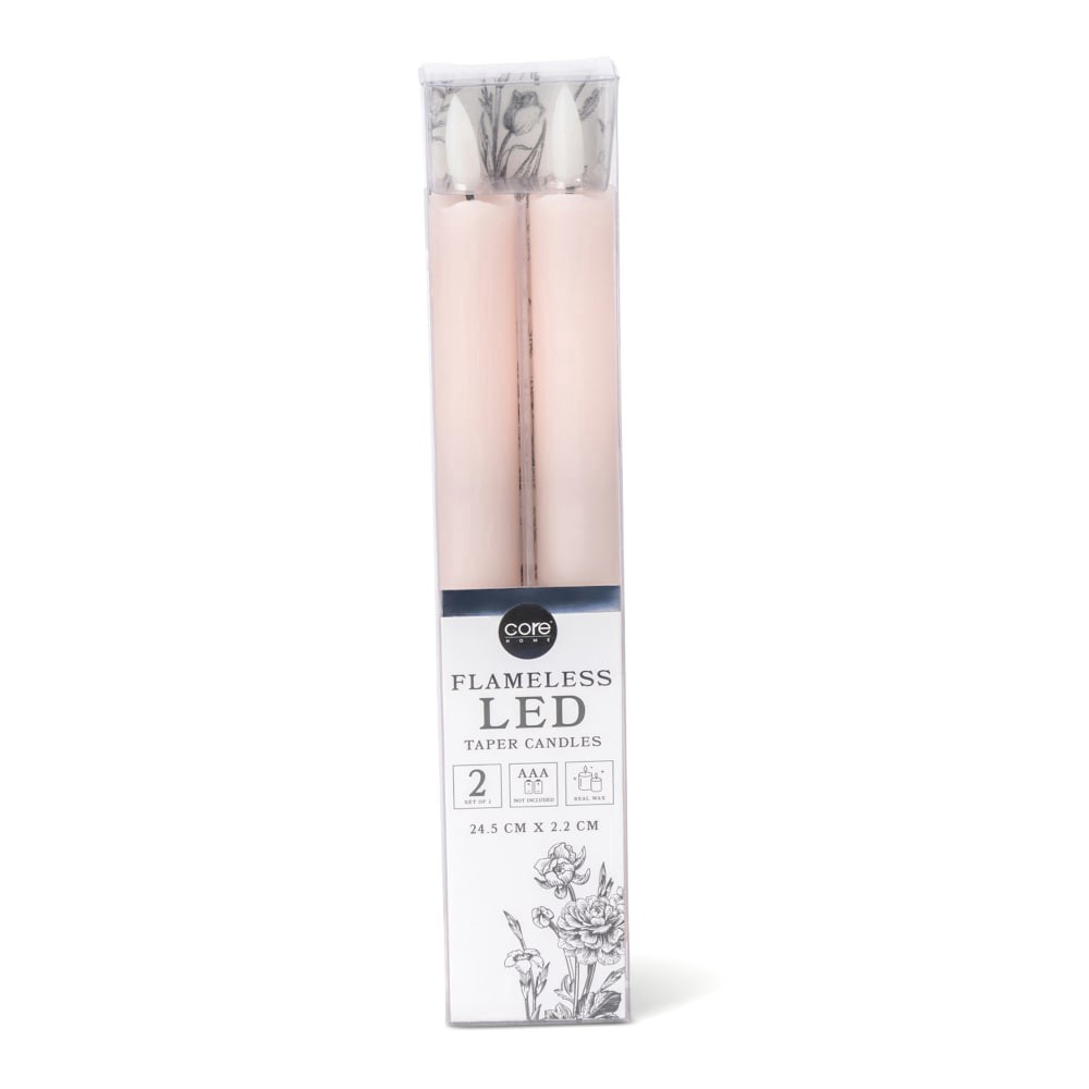 slide 2 of 2, Core LED Wavy Taper Wax Candle - Pink, 2 ct