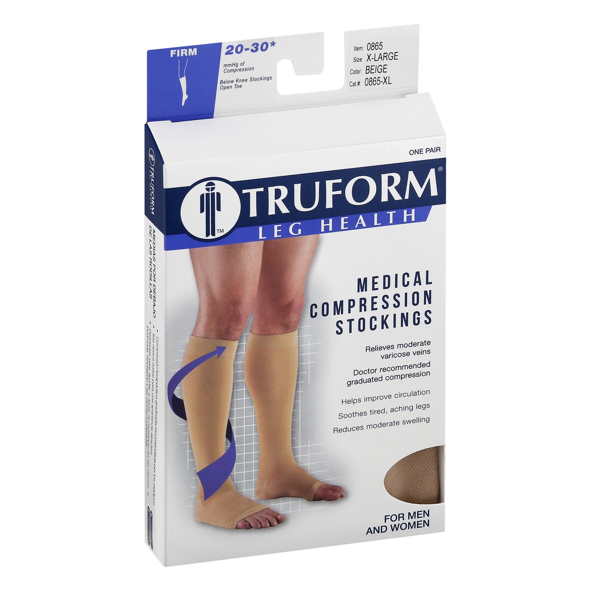 slide 7 of 11, TRUFORM Below Knee Open Toe Beige - Extra Large, 1 Pair, 1 ct