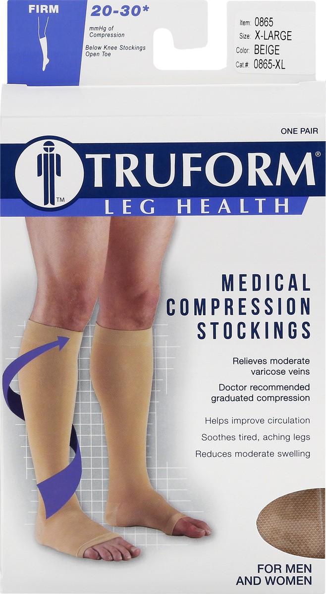 slide 1 of 11, TRUFORM Below Knee Open Toe Beige - Extra Large, 1 Pair, 1 ct