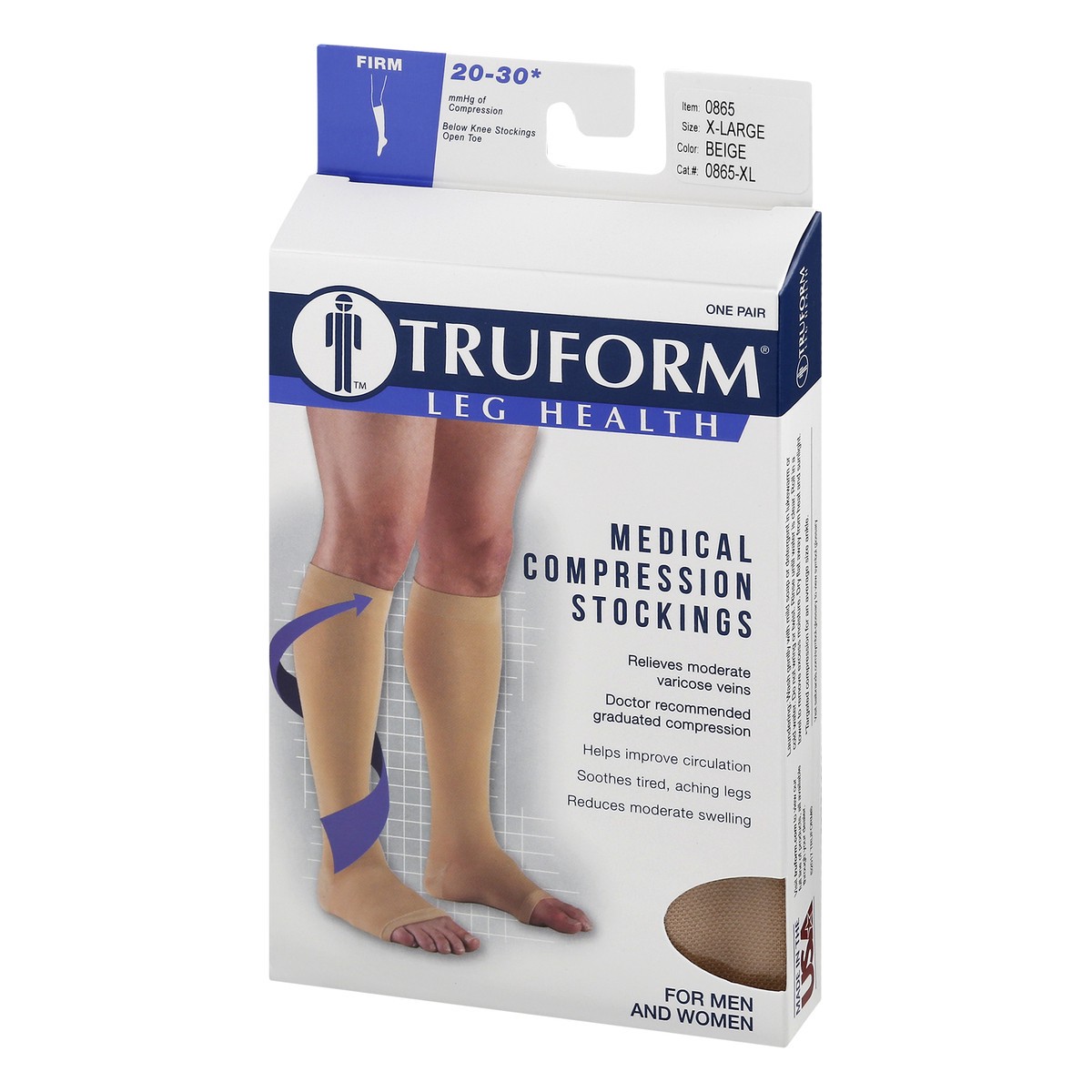 slide 3 of 11, TRUFORM Below Knee Open Toe Beige - Extra Large, 1 Pair, 1 ct