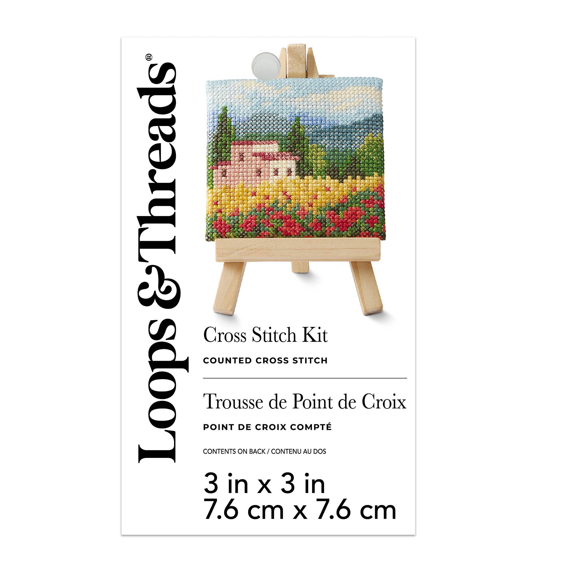 slide 3 of 4, 3" X 3" Tuscan Counted Cross Stitch Kit By Loops & Threads, 3 in x 3 in