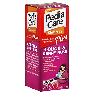 slide 1 of 1, PediaCare Children's Plus Luden's Cherry Taste Cough and Runny Nose, 4 oz