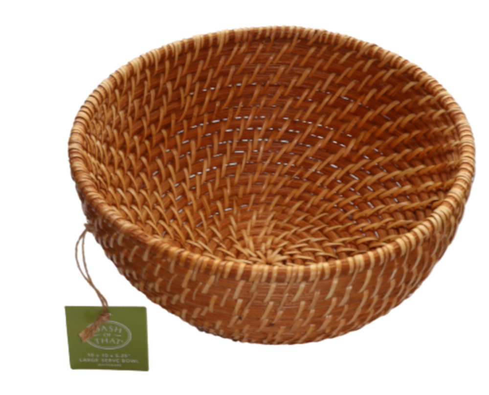 slide 1 of 1, Dash Of That Large Rattan Serving Bowl, 10 in