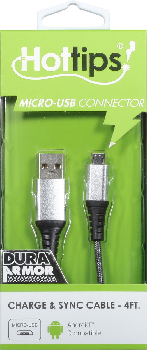 slide 9 of 11, Hottips! Micro-USB Connector 4 Feet Charge & Sync Cable 1 ea, 1 ct