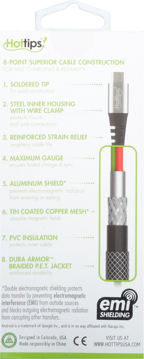 slide 10 of 11, Hottips! Micro-USB Connector 4 Feet Charge & Sync Cable 1 ea, 1 ct