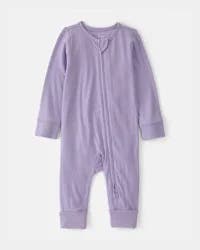Carter's Baby Girl 2-Way Zip PurelySoft Sleep & Play Pajama - Purple NB