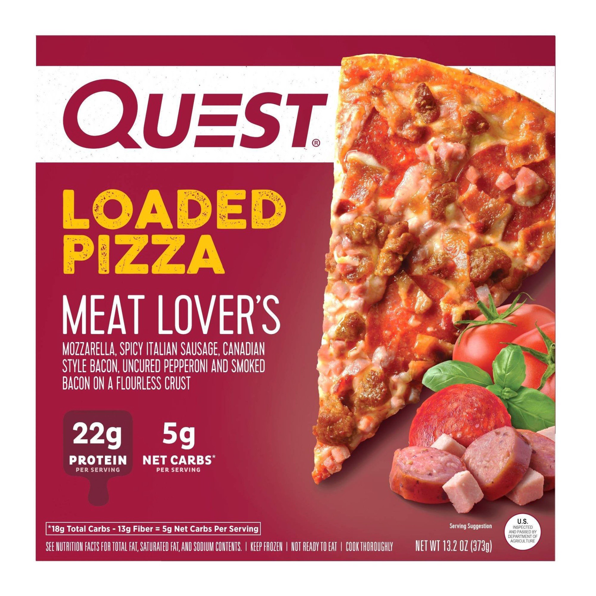 slide 1 of 13, Quest Quest Thin Crust Pizza, Meat Lover's, High Protein 13.2oz (Frozen Pizza) 13.2 Oz. (Frozen), 13.2 oz