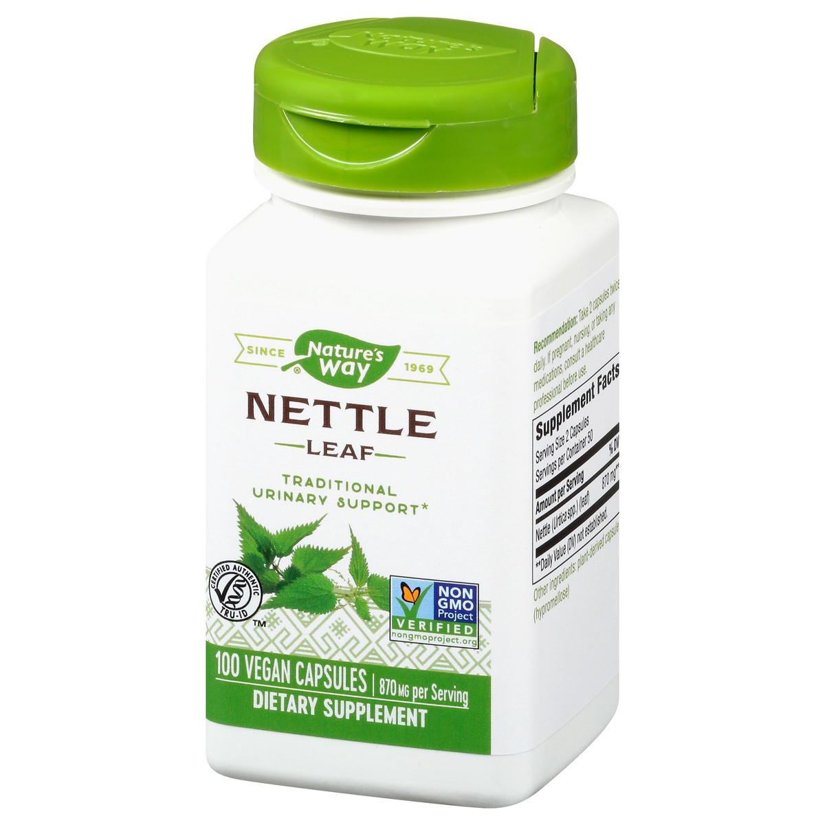 slide 2 of 9, Nature's Way Nettle Leaf, 870 mg per serving, Non-GMO Project, 100 Vcaps, 100 ct