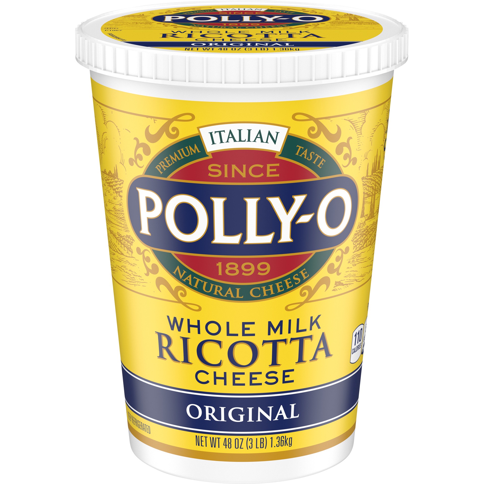 slide 1 of 11, Polly-O Original Ricotta Cheese with Whole Milk, 48 oz Tub, 48 oz