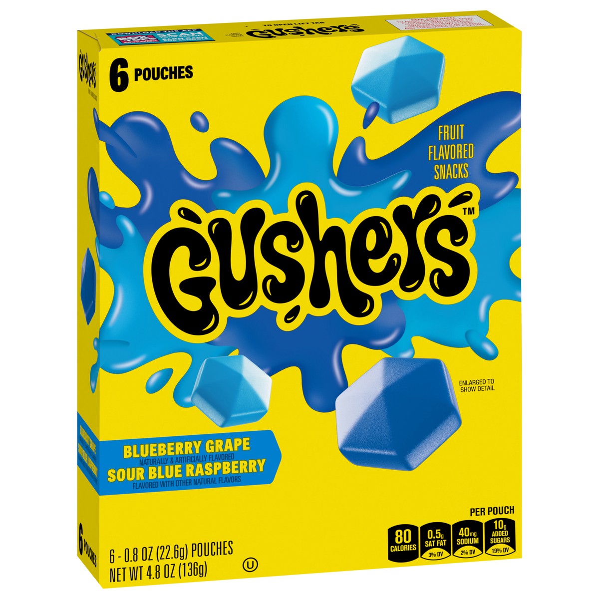 slide 10 of 14, Fruit Gushers Blueberry Grape and Sour Blue Raspberry Fruit Flavored Snacks 6 Count, 6 ct