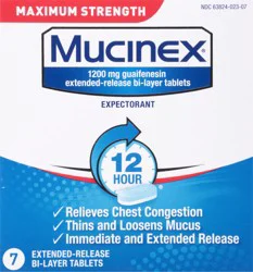 Mucinex 12 Hr Max Strength Chest Congestion Expectorant Tablets, 7ct