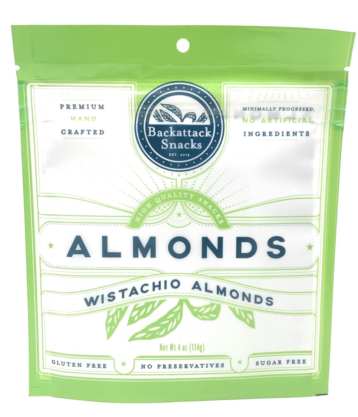 slide 1 of 2, Backattack Snacks Wistachio Almonds 4oz, 4 oz