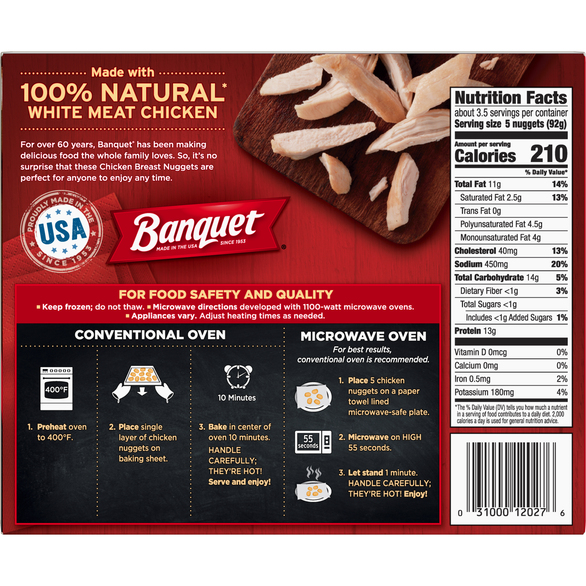 slide 2 of 2, Banquet Chicken Breast Nuggets 12 oz, 12 oz