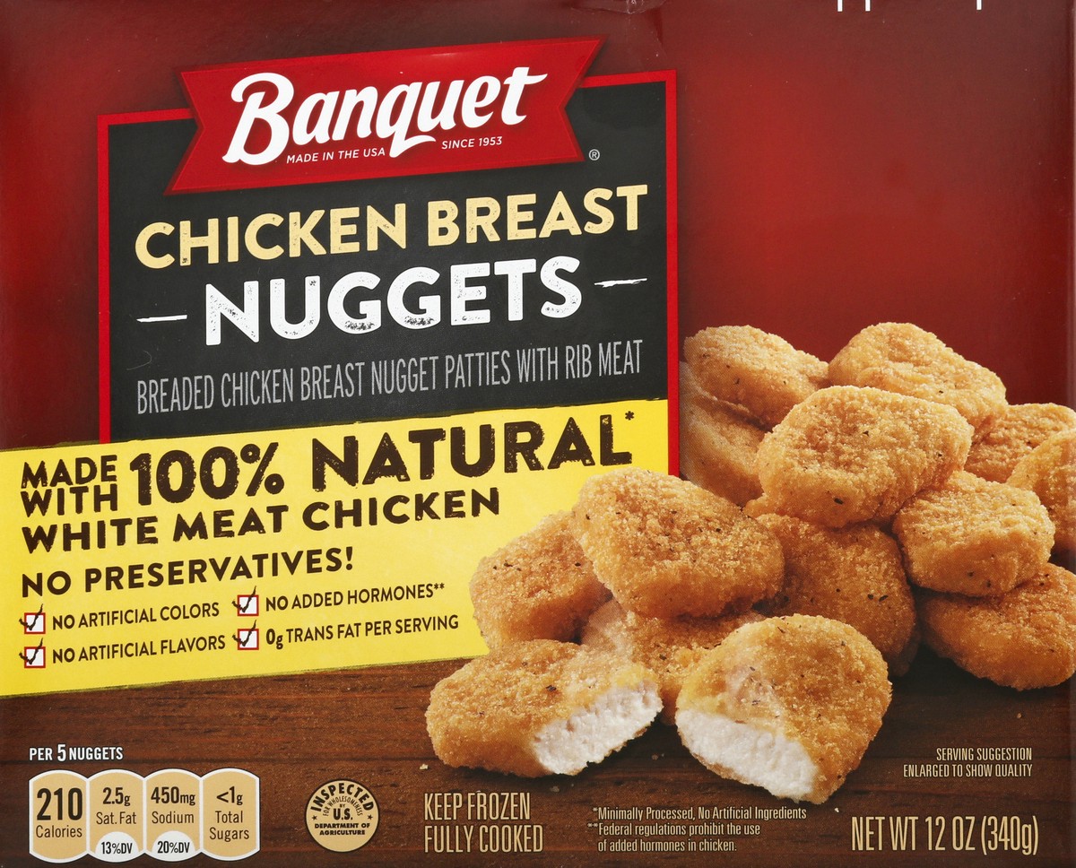 slide 1 of 2, Banquet Chicken Breast Nuggets 12 oz, 12 oz